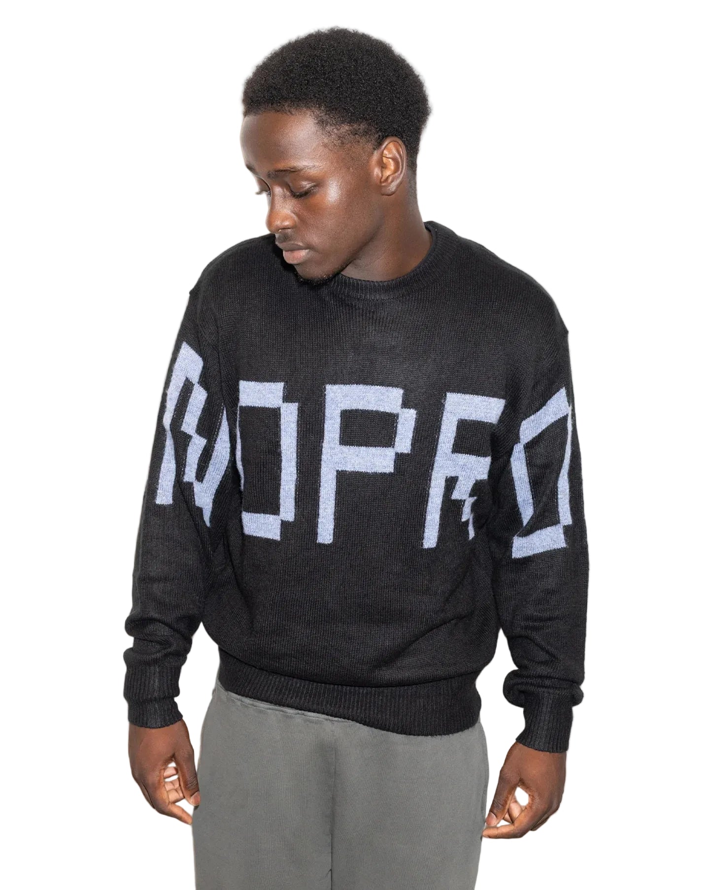 Gradient Knit Jumper / no problemo / black