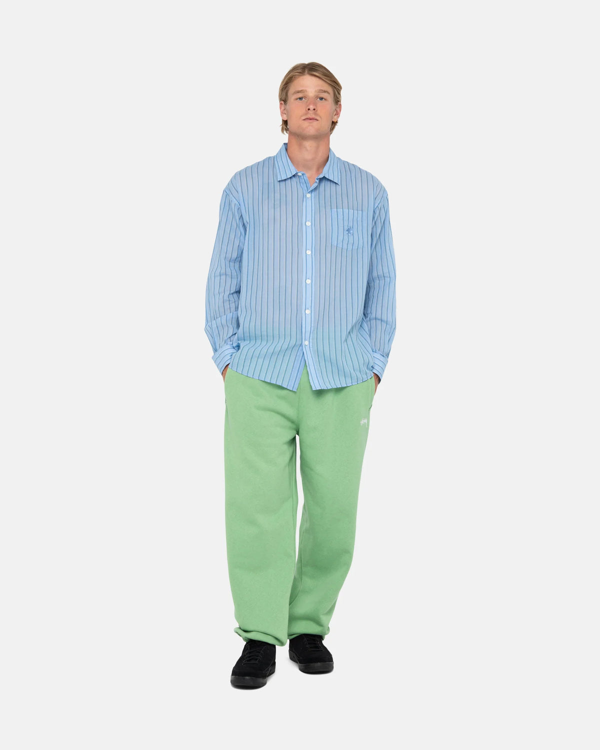 STOCK LOGO SWEATPANT / STUSSY / ZEPHYR GREEN