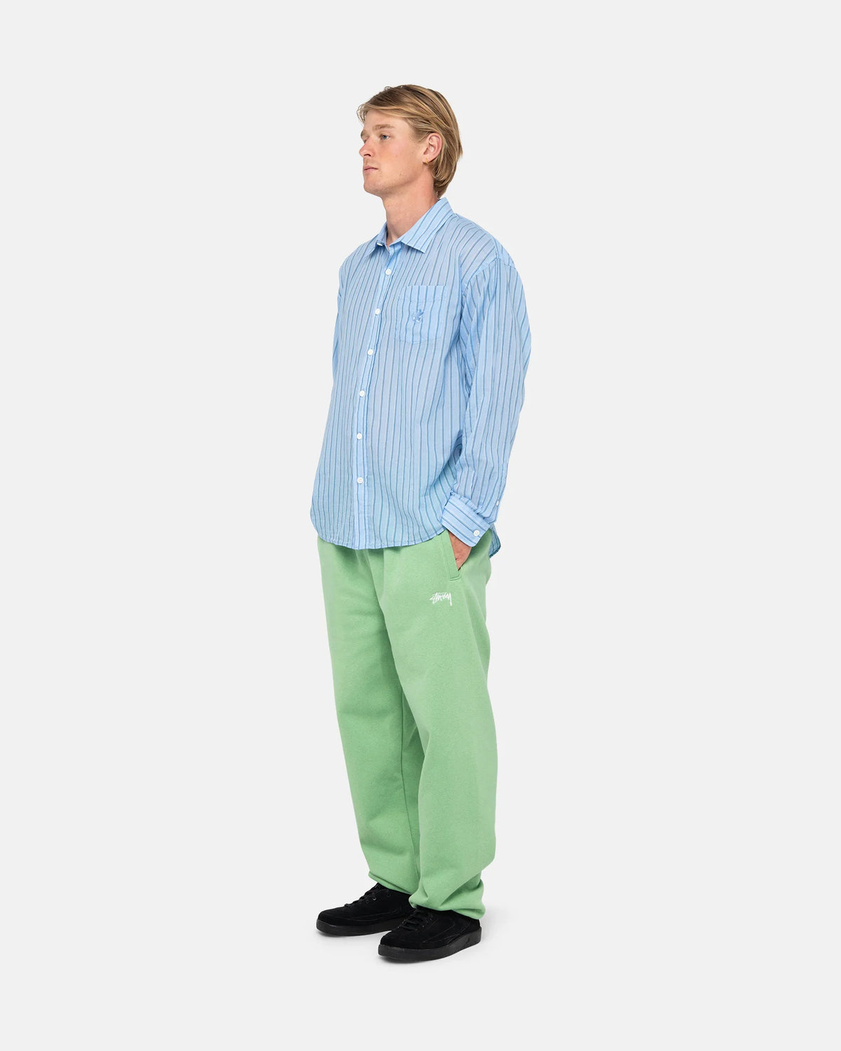 STOCK LOGO SWEATPANT / STUSSY / ZEPHYR GREEN