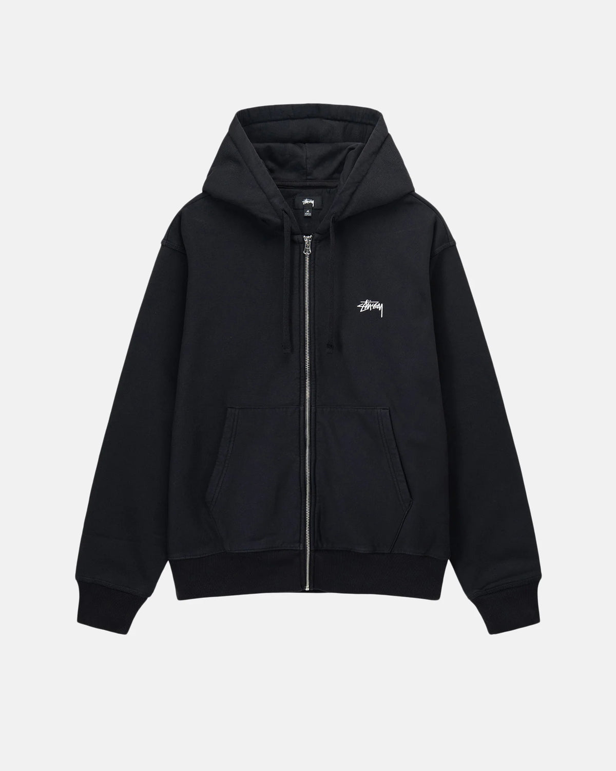 STOCK LOGO ZIP HOODIE / STUSSY / BLACK