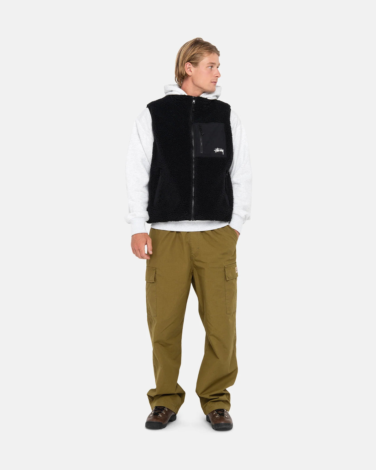 SHERPA REVERSIBLE VEST /STUSSY/ BLACK
