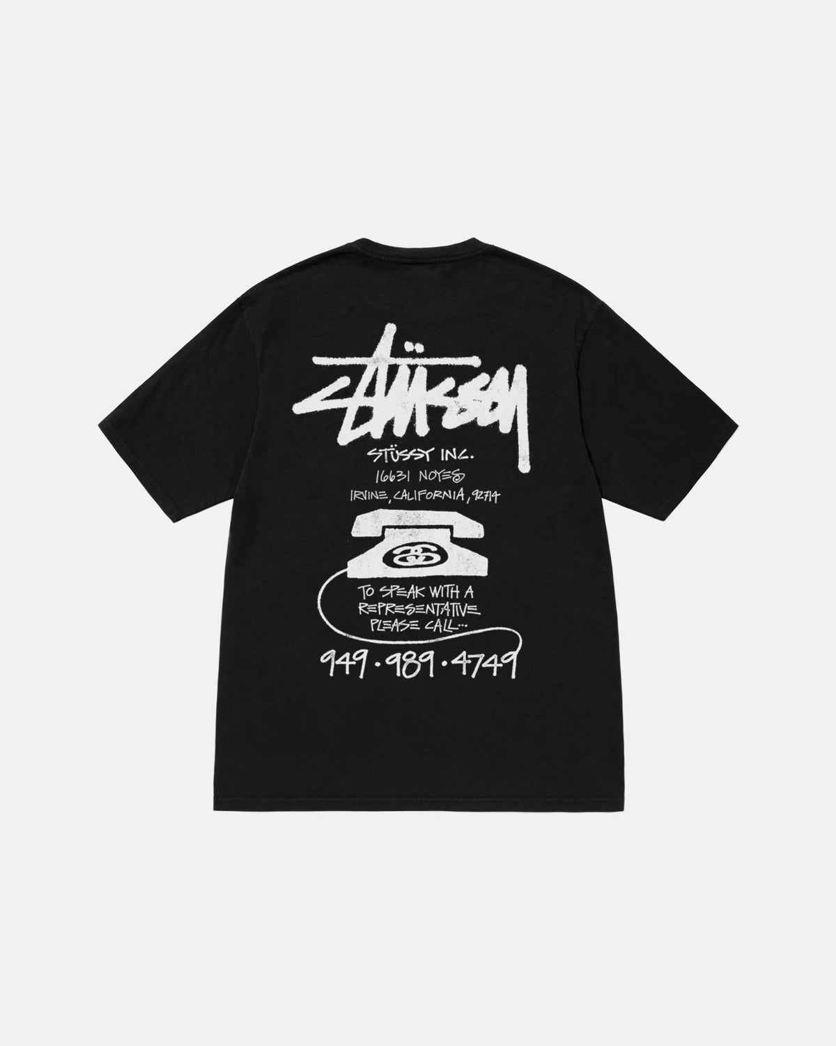 OLD PHONE TEE PIGMENT DYED / STUSSY / BLACK