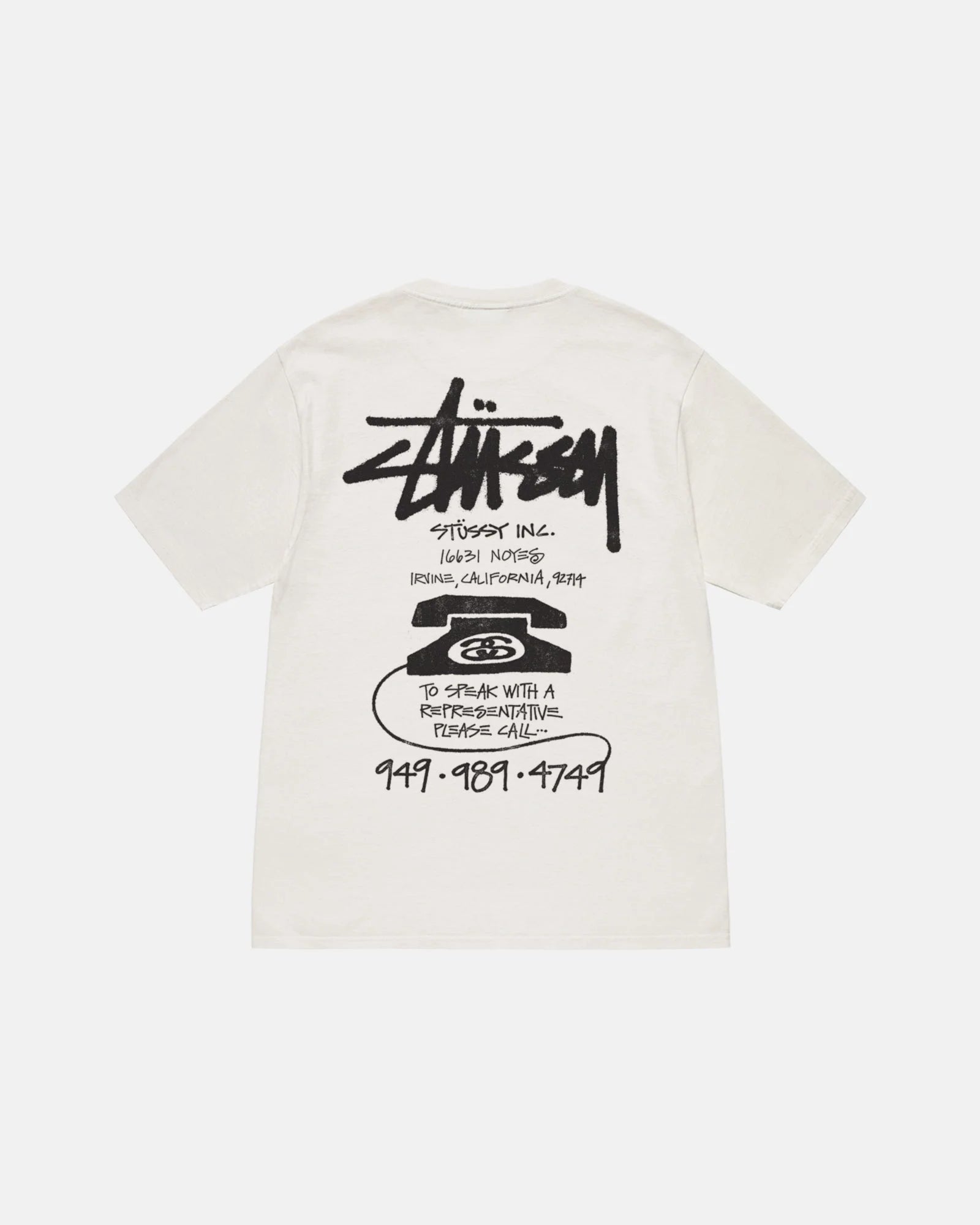 OLD PHONE TEE PIGMENT DYED / STUSSY / NATURAL
