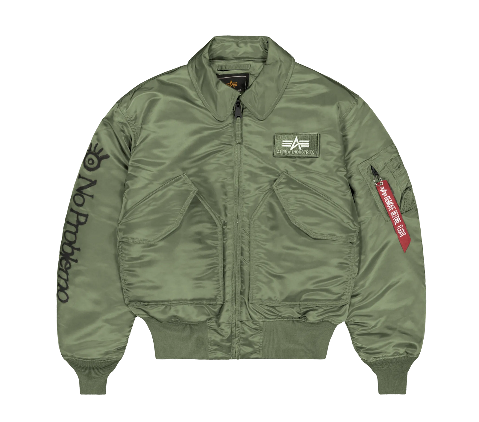 ALPHA x NO PROBLEMO CWU-45 Bomber Jacket / sage green