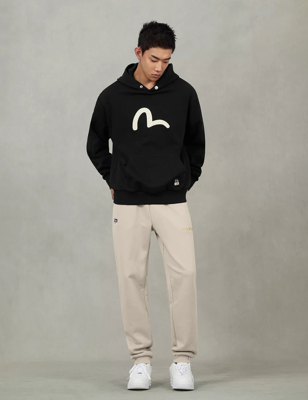 Seagull Print Relax Fit Hoodie / EVISU / BLACK