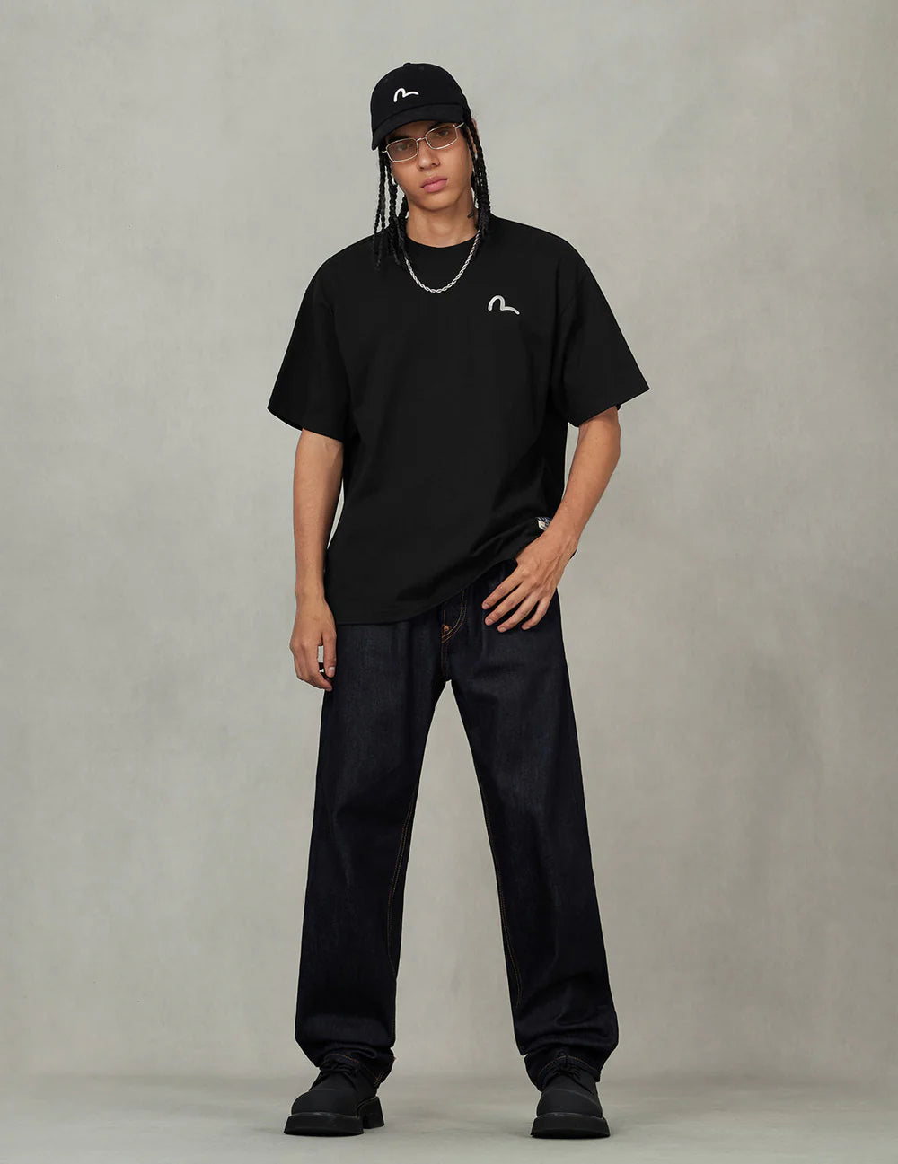 Seagull Embroidery T-shirt / EVISU / BLACK