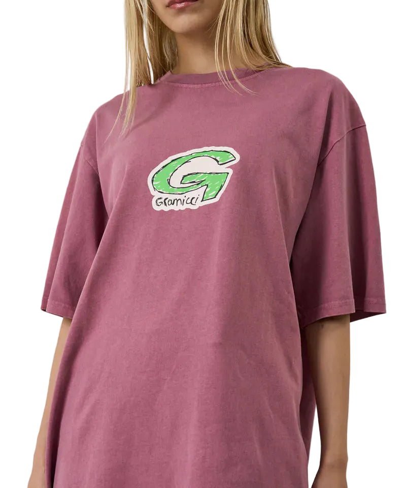 Gramicci Pigment Dyed G-Scribble Tee /RED PIGMENT