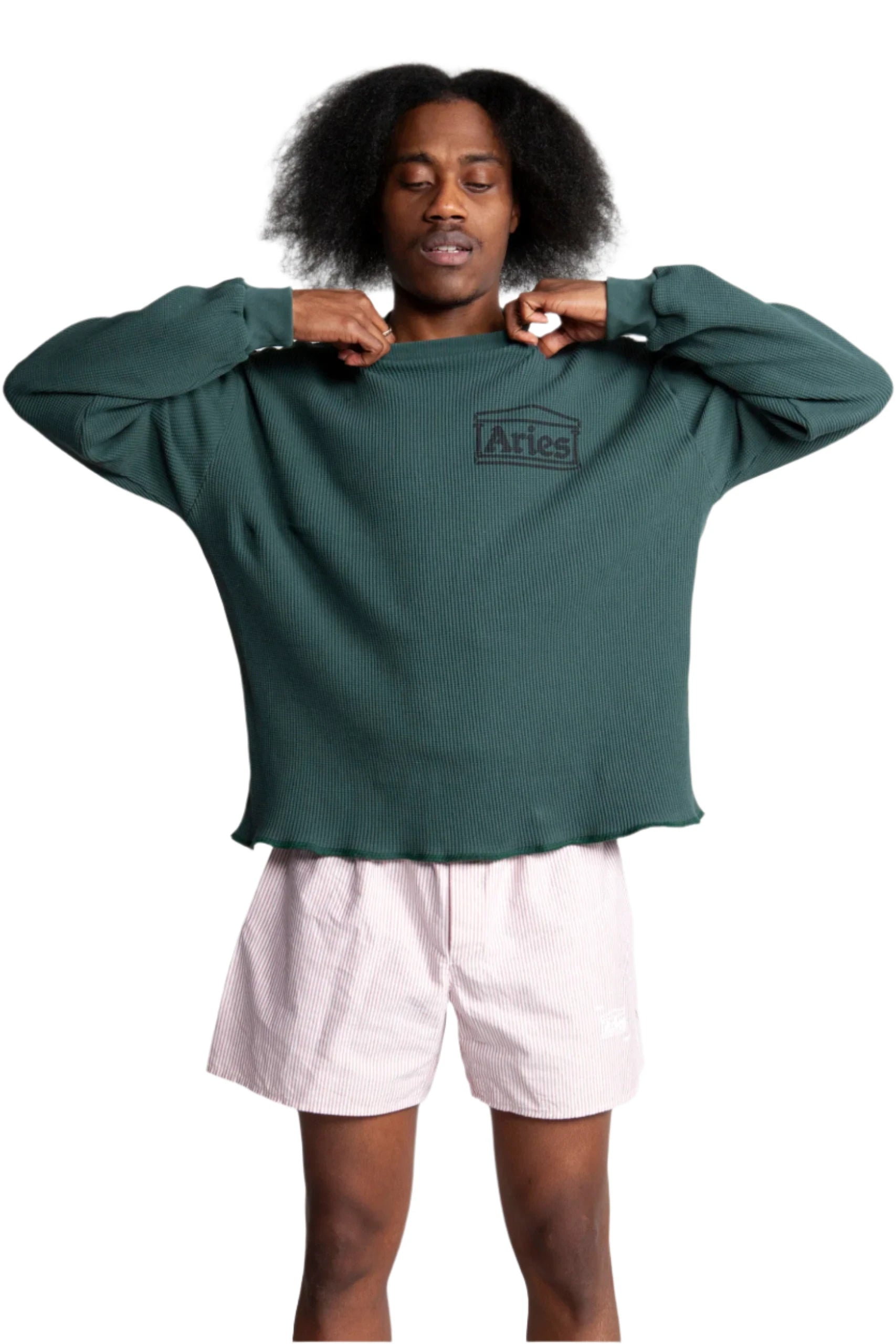 Waffle LS Tee / ARIES / DARK OLIVE