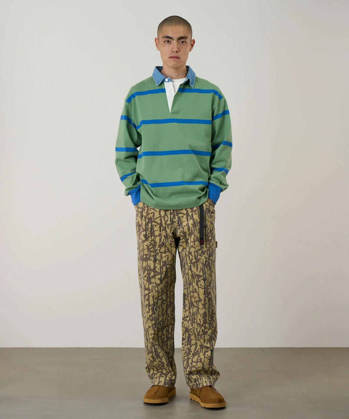 Gramicci Langdon Rugby Shirt / olive- blue