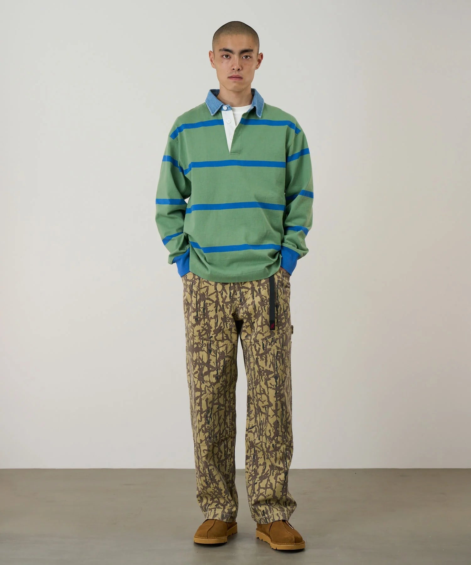 Gramicci Langdon Rugby Shirt / olive- blue