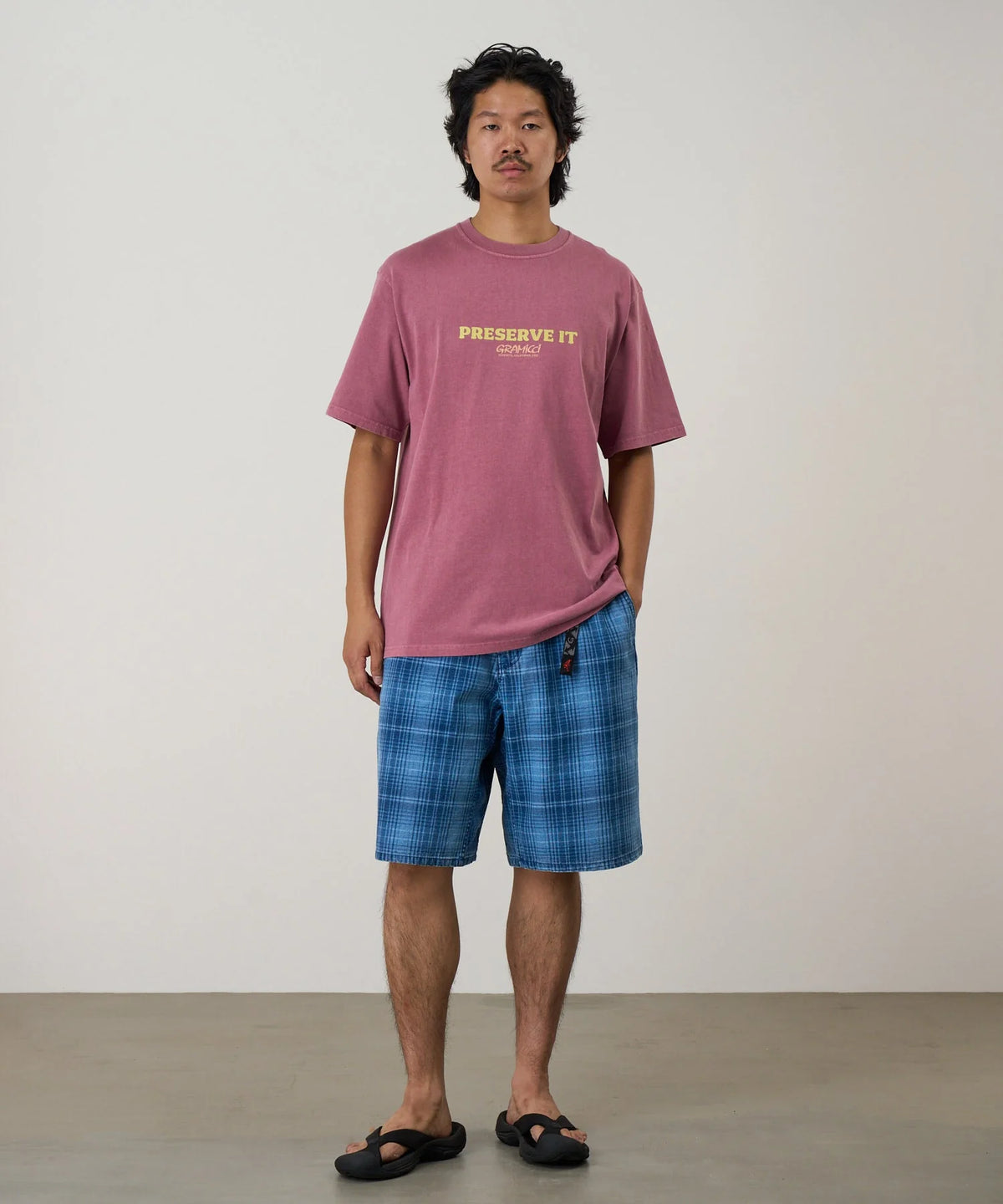 Gramicci Pigment Dyed Footprints Tee / RED PIGMENT