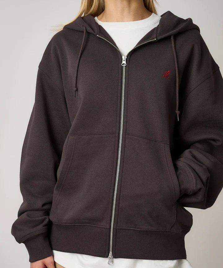 One Point Zip Hooded Sweatshirt / GRAMICCI / DEEP BROWN