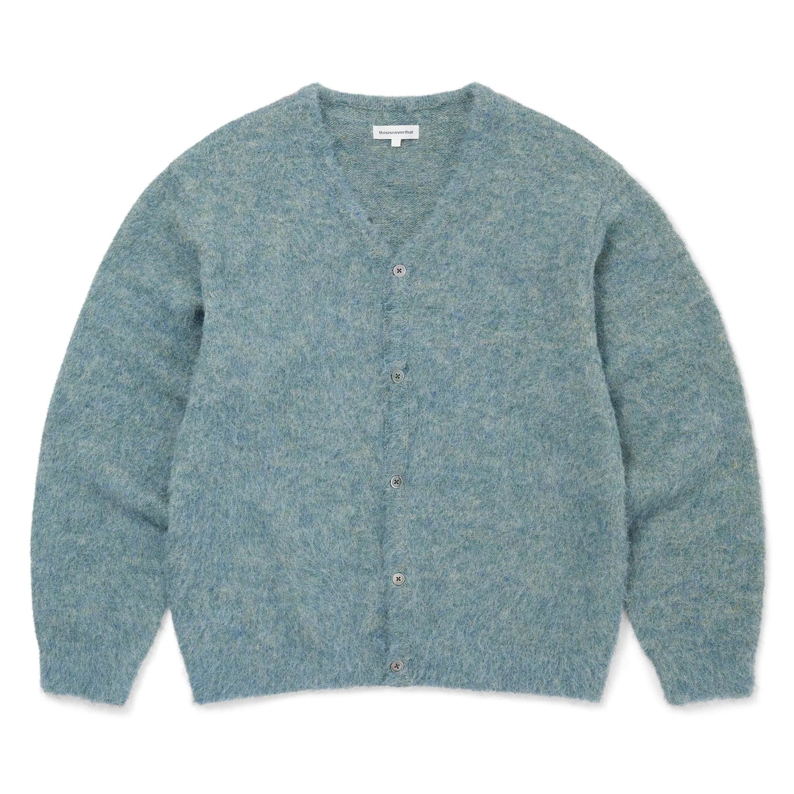 Hairy Knit Cardigan / thisisneverthat / teal