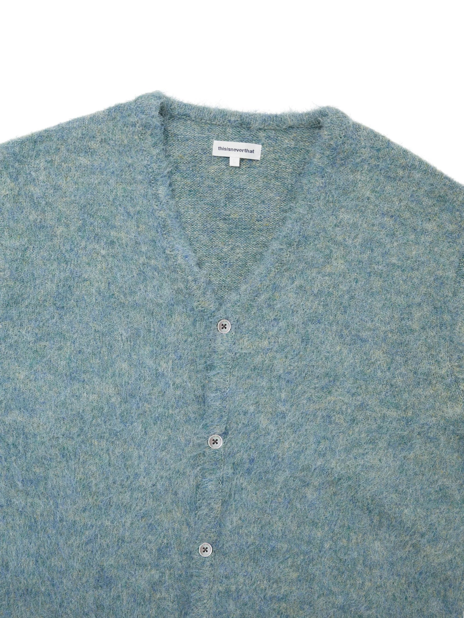 Hairy Knit Cardigan / thisisneverthat / teal