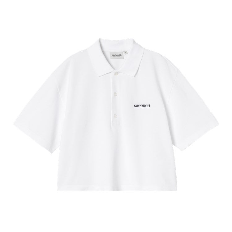 W' S/S Carhartt Script Polo T-Shirt / white