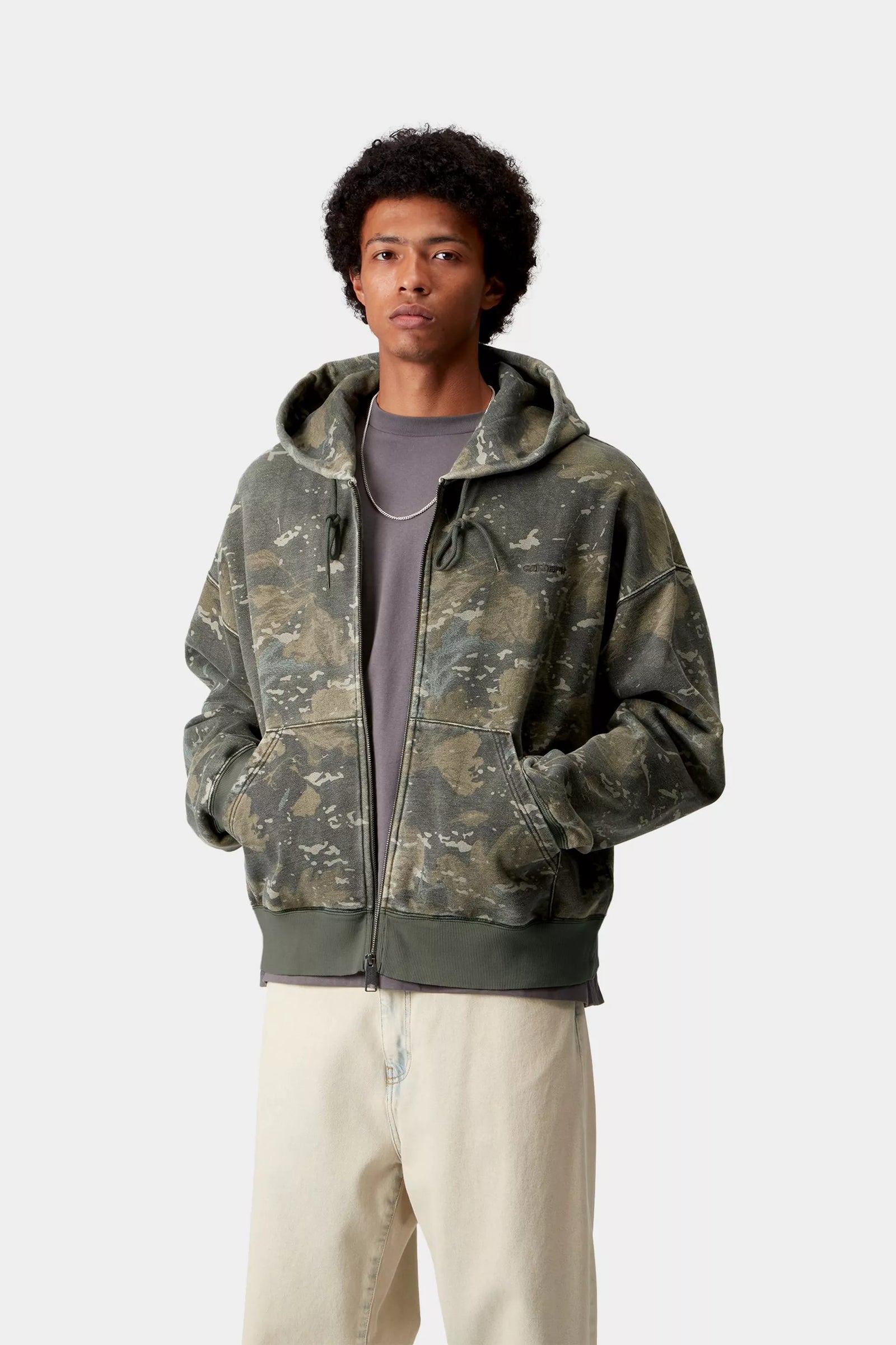 Hooded Benton Sweat Jacket / carhartt wip /  camo combi green