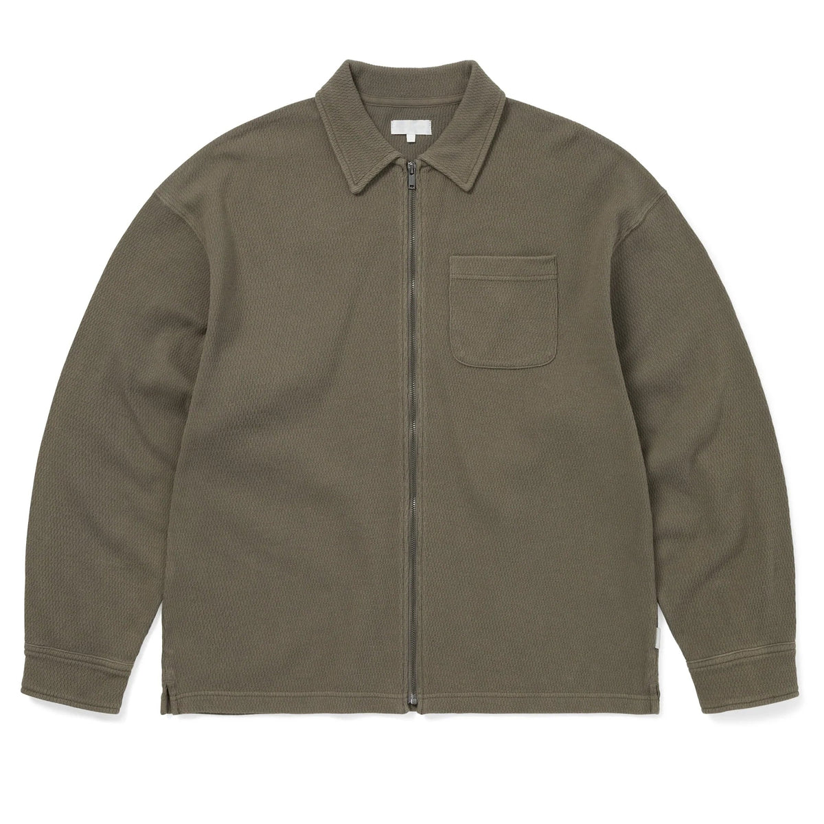 Waffle Full Zip Polo Sweatshirt / THISISNEVERTHAT / DARK MOCHA