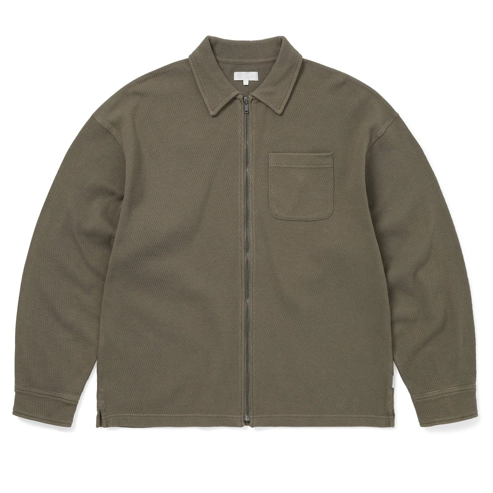 Waffle Full Zip Polo Sweatshirt / THISISNEVERTHAT / DARK MOCHA