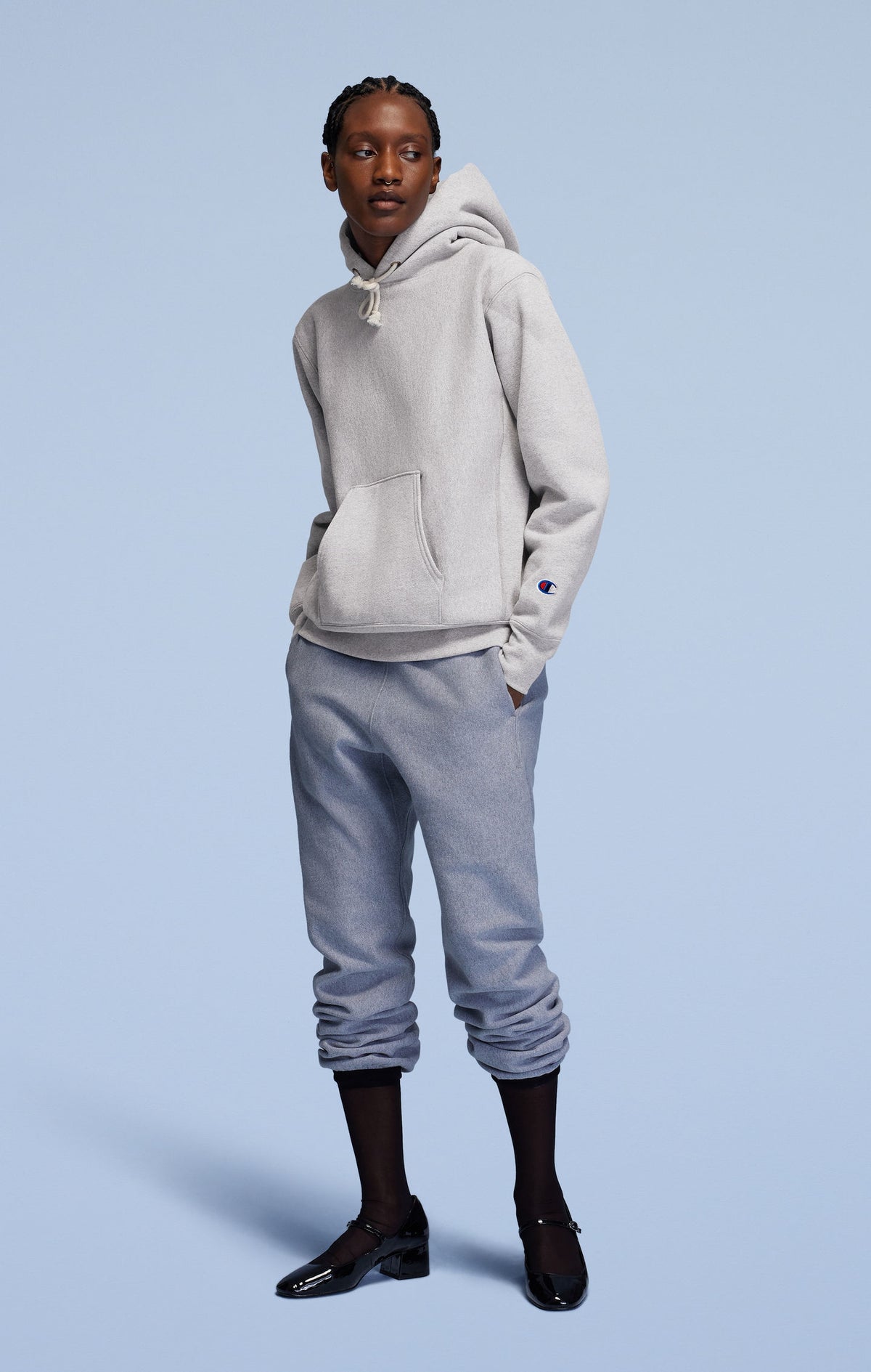 MADE IN USA HOODIE / CHAMPION PINNACLE / SILVER GREY