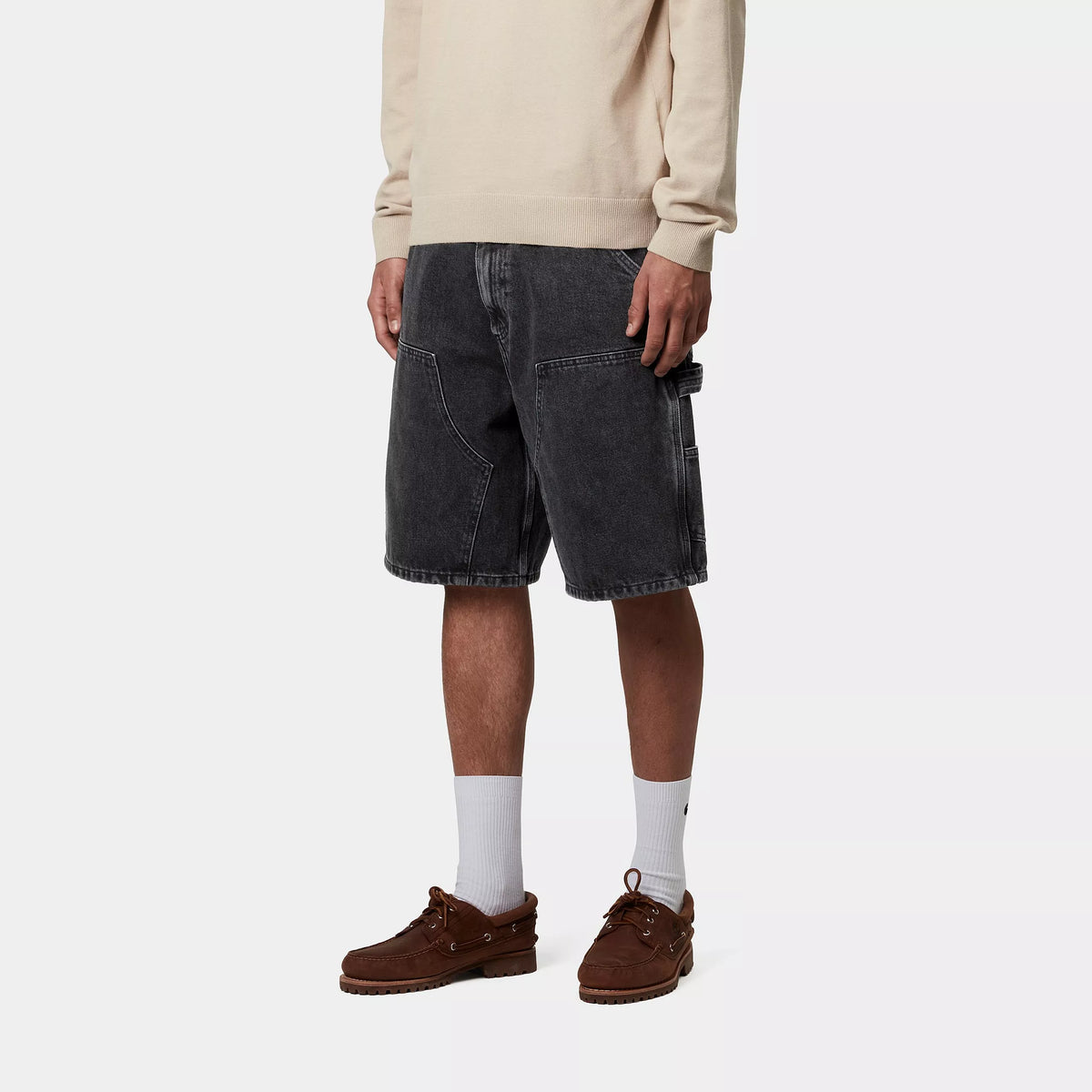 Double Knee Short  / carhartt wip /  black stone washed
