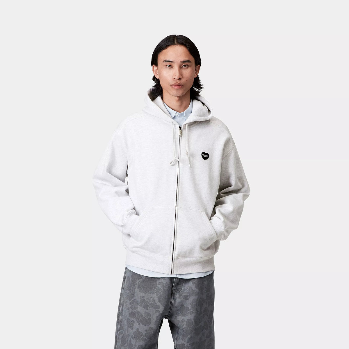 Hooded Heart II Hartt Sweat Jacket / carhartt wip / ash