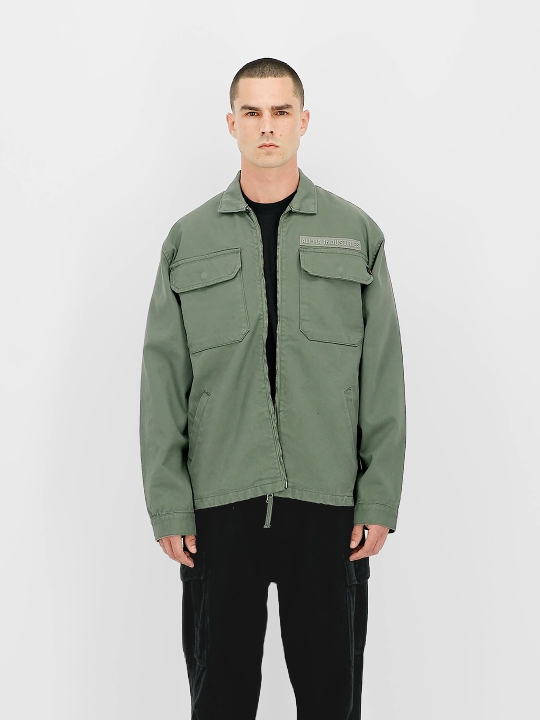 Canvas Loose Overshirt / ALPHA INDUSTRIES / VINTAGE GREEN