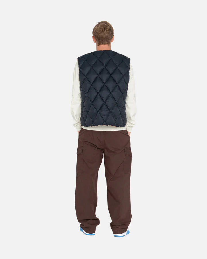 REVERSIBLE QUILTED VEST / STUSSY / COWHIDE - Spoon Clothes REVERSIBLE QUILTED VEST / STUSSY / COWHIDE - Spoon Clothes